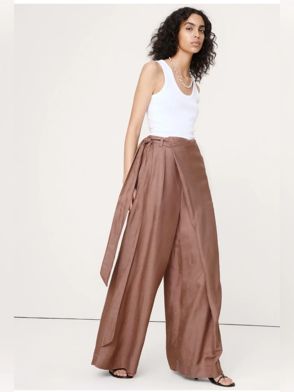 NWT-Banana Republic Viscose-Linen Palazzo Pant, Small Petite